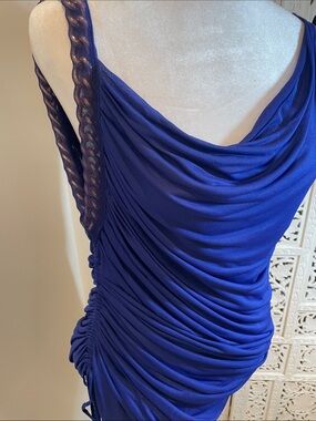 VINTAGE Jean Paul Gaultier Royal Blue Ruched Cowl Mini Dress